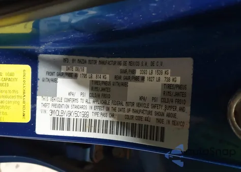 2019 Toyota Yaris Le из США, поврежденный, VIN 3MYDLBYV8KY501989